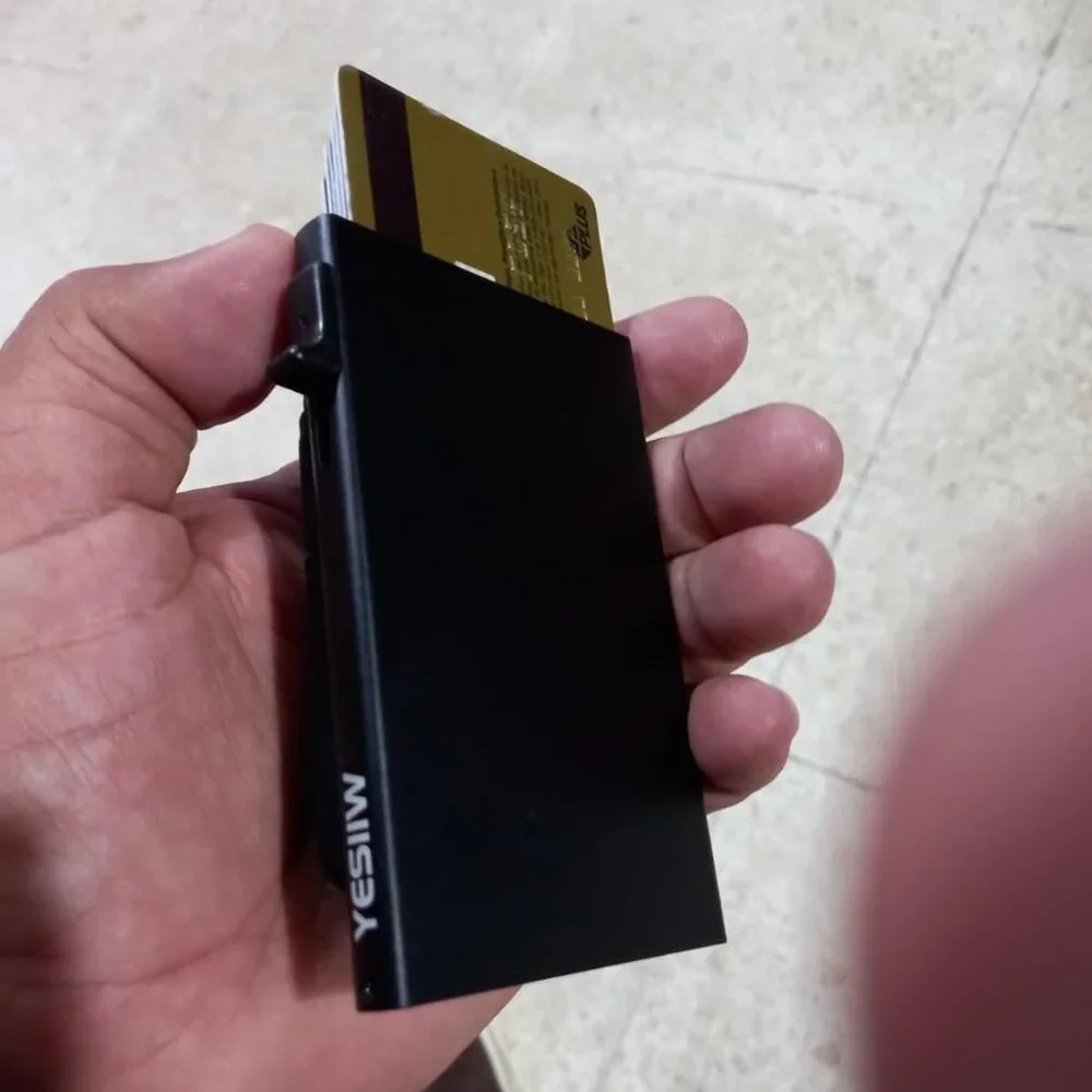 Pop up Card Holder RFID Blocking Minimalist Business Credit Card Wallet